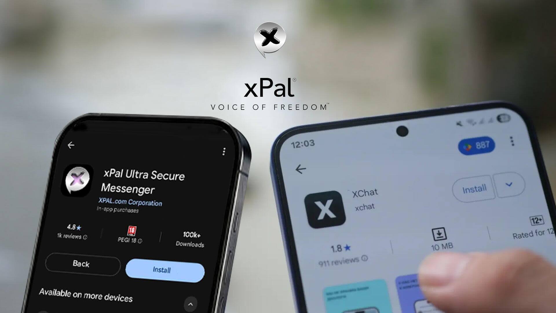 Comparison of xPal and XChat mobile app store interfaces